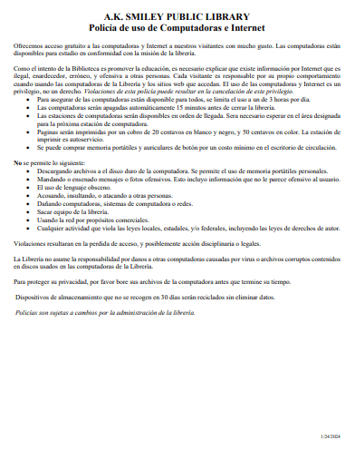 Computer Use Policy Spanish