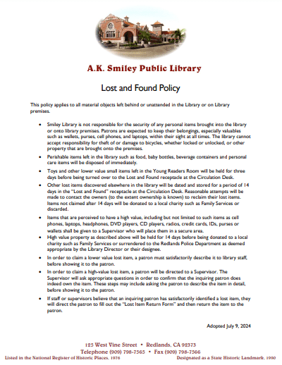 Lost and Found Policy