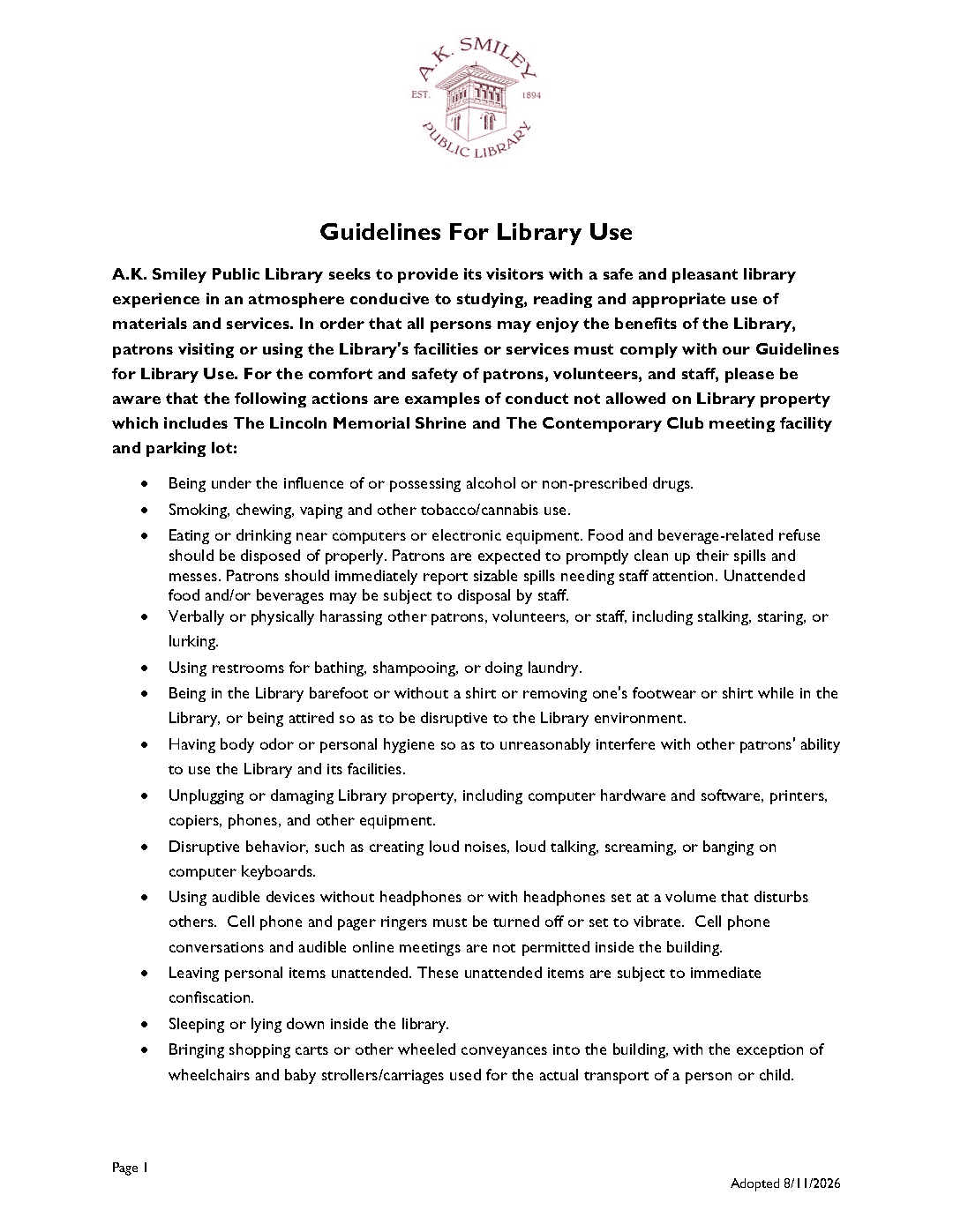 Guidelines for library use